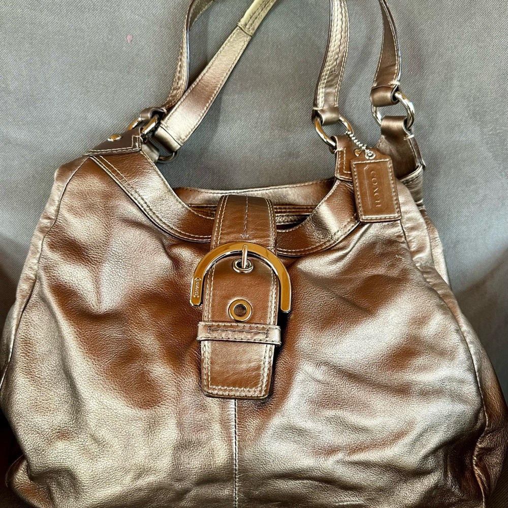 Coach Bronze Leather Shoulder Bag